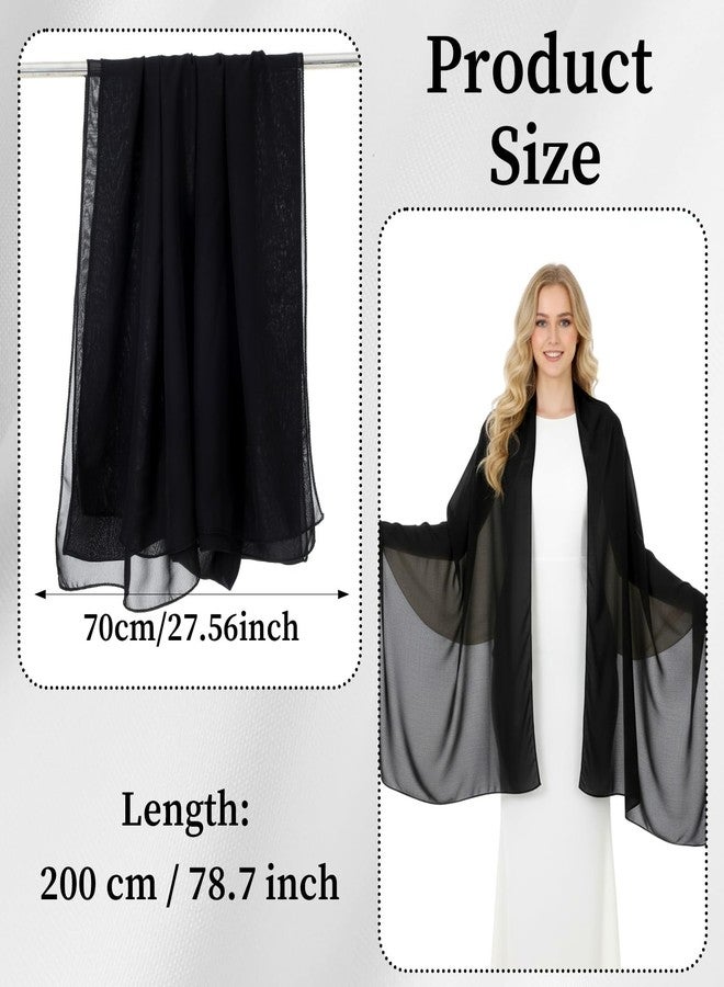 ADLABLD Chiffon Shawls and Wraps for Evening Dresses Soft Scarf Elegant Wedding Shawl Wraps Bridal Scarve for Women (Black) - Image 3
